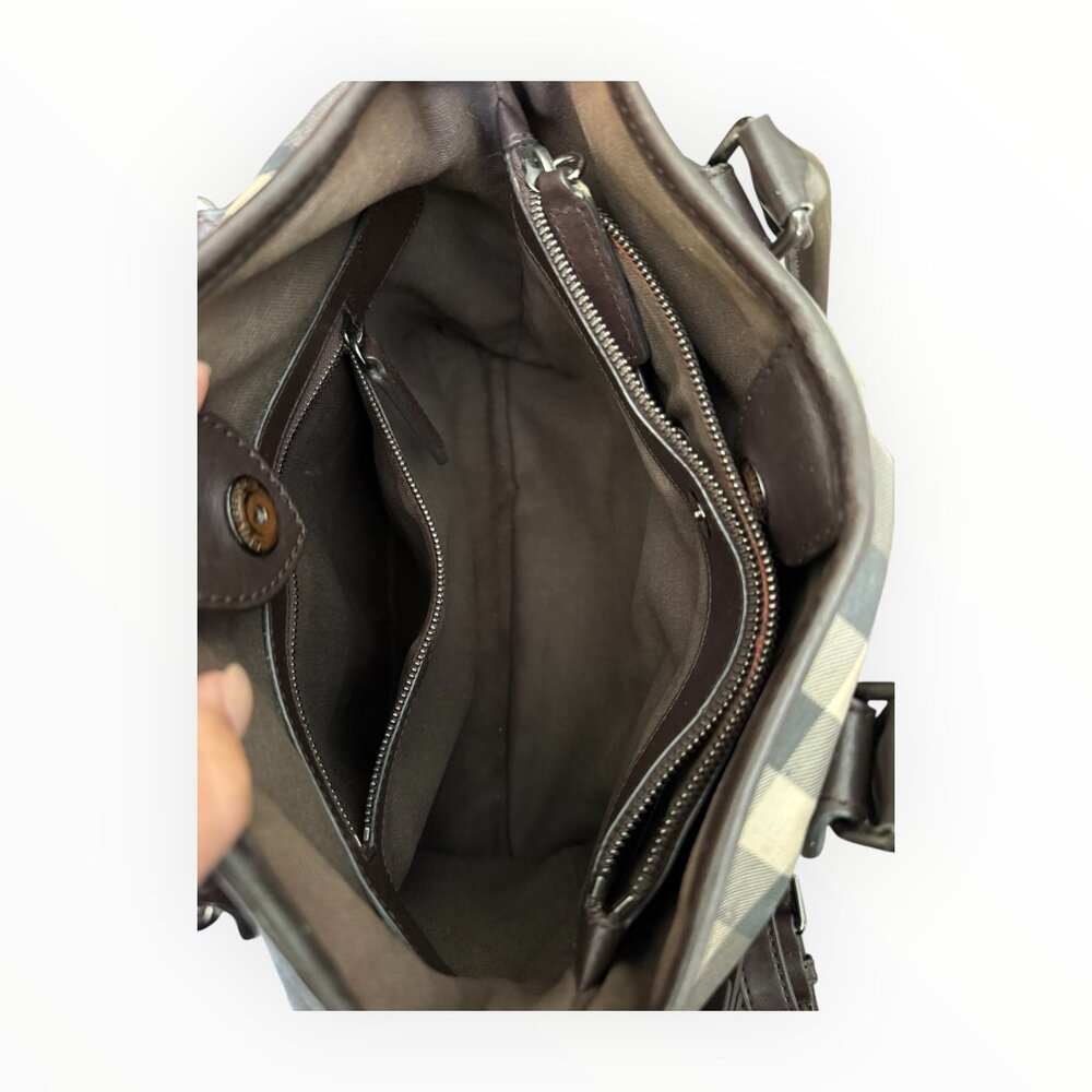 Burberry Northfield Smoked Check Satchel | Crossbody Strap - Picture 5 of 9